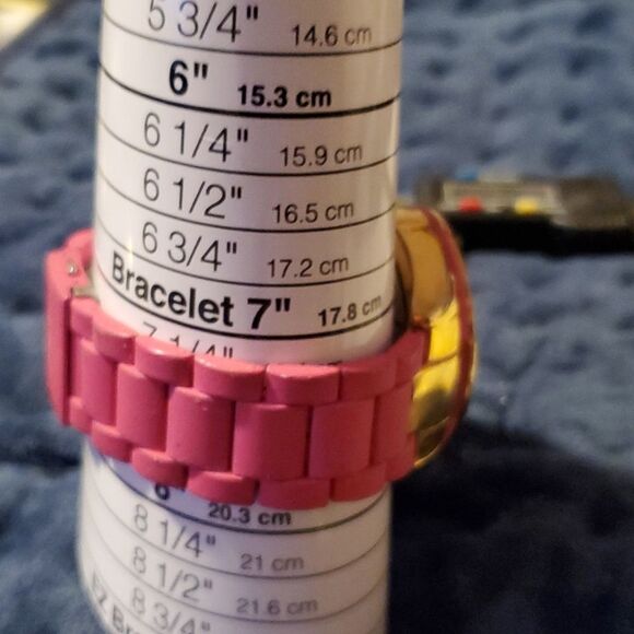 Rocawear Women's RL0129‎ Large Pink & Gold 3 Multifunction Enamel Bezel Watch - Picture 10 of 10